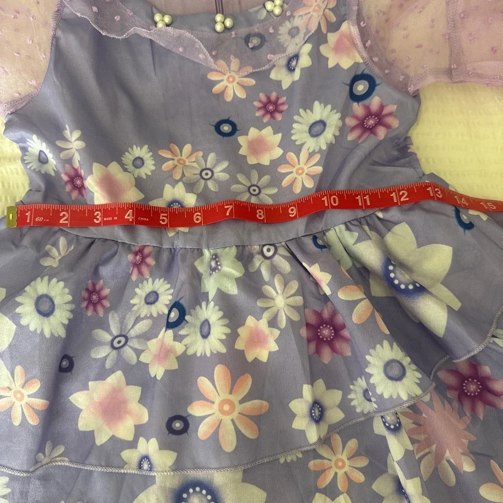 Unbranded Encanto Isabela Inspired Dress Purple Floral Ruffle Girls Size 7-8